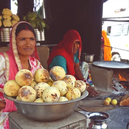 Dal Baati Churma at Shree Karni Maa Restaurant